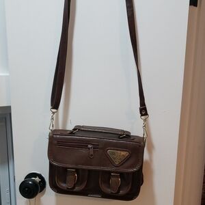 Vintage Brown Leather Crossbody Bag